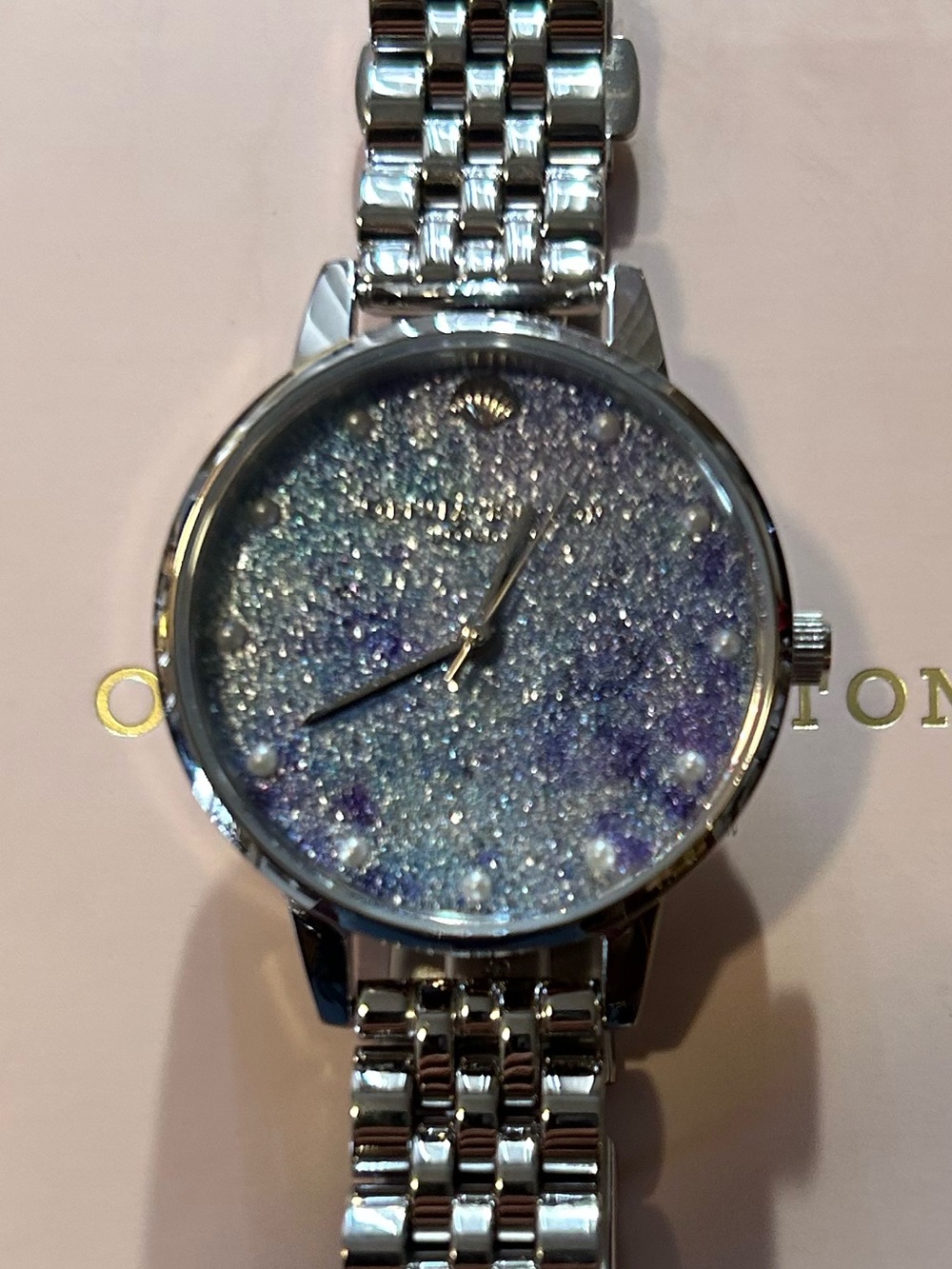 Olivia Burton Sea Glitter Dial Watch With 30mm Face & Silver Bracelet
